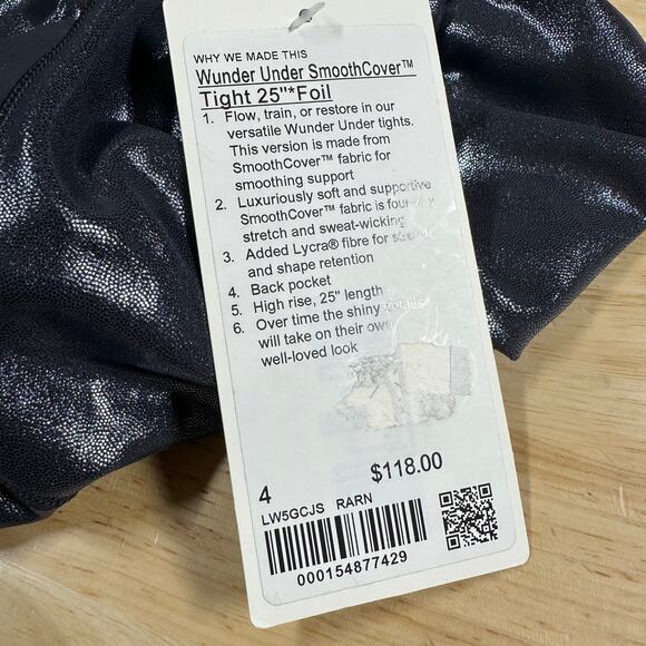 Lululemon Wunder Under SmoothCover Tight 25" Foil Radiate Black Night Size 4 NWT - Picture 9 of 12